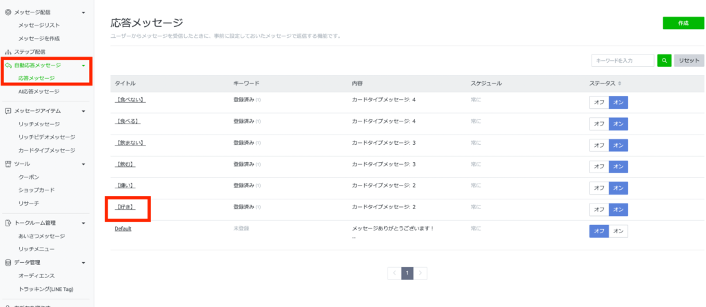 LINE公式アカウント管理画面